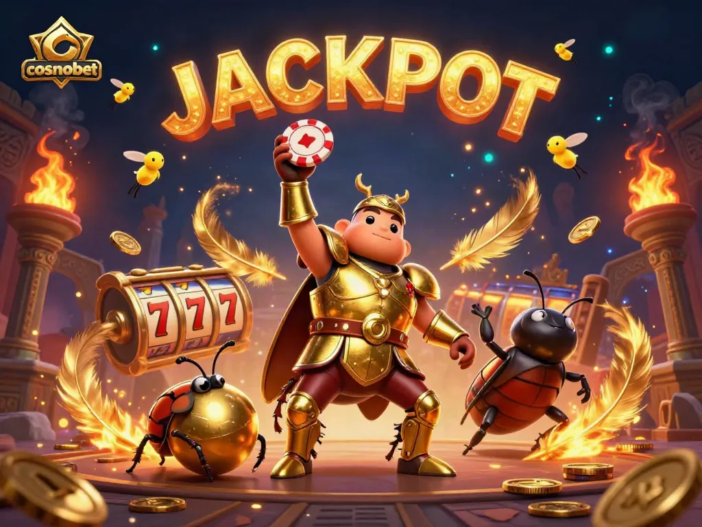 Experience the excitement of cosmobet casino with vibrant characters and golden jackpots.
