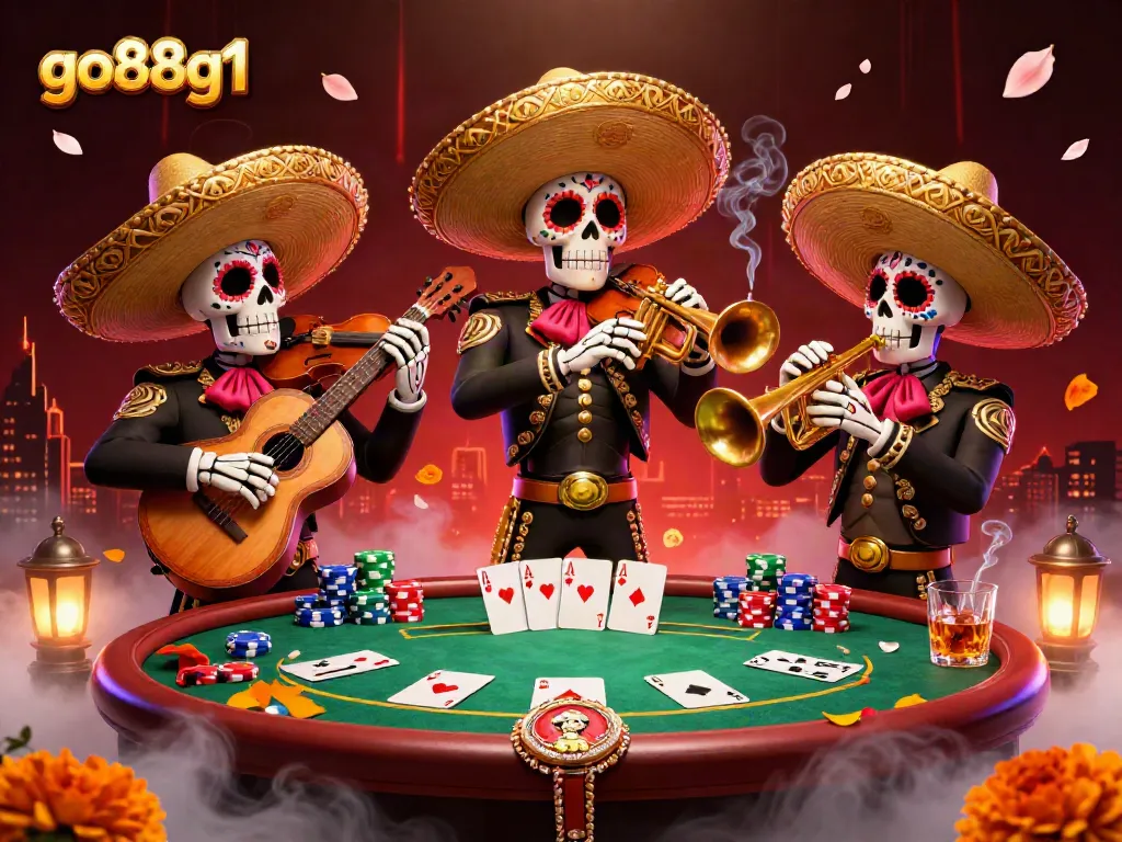 Experience high-stakes poker with a vibrant Day of the Dead mariachi band at go88g1