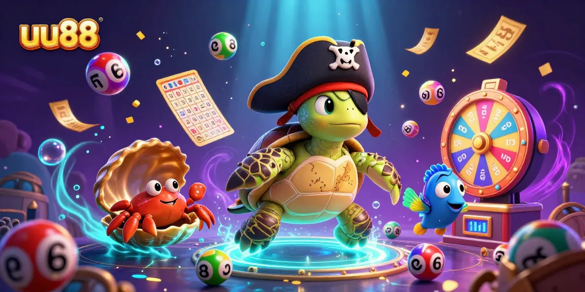 uu88 pirate-themed casino illustration featuring colorful lottery elements and underwater adventure.