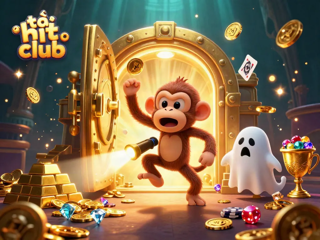 Engage with the vibrant atmosphere at tải hit club, where a ghost-hunter puppy tracks a mischievous monkey juggling riches in a dynamic casino setting.