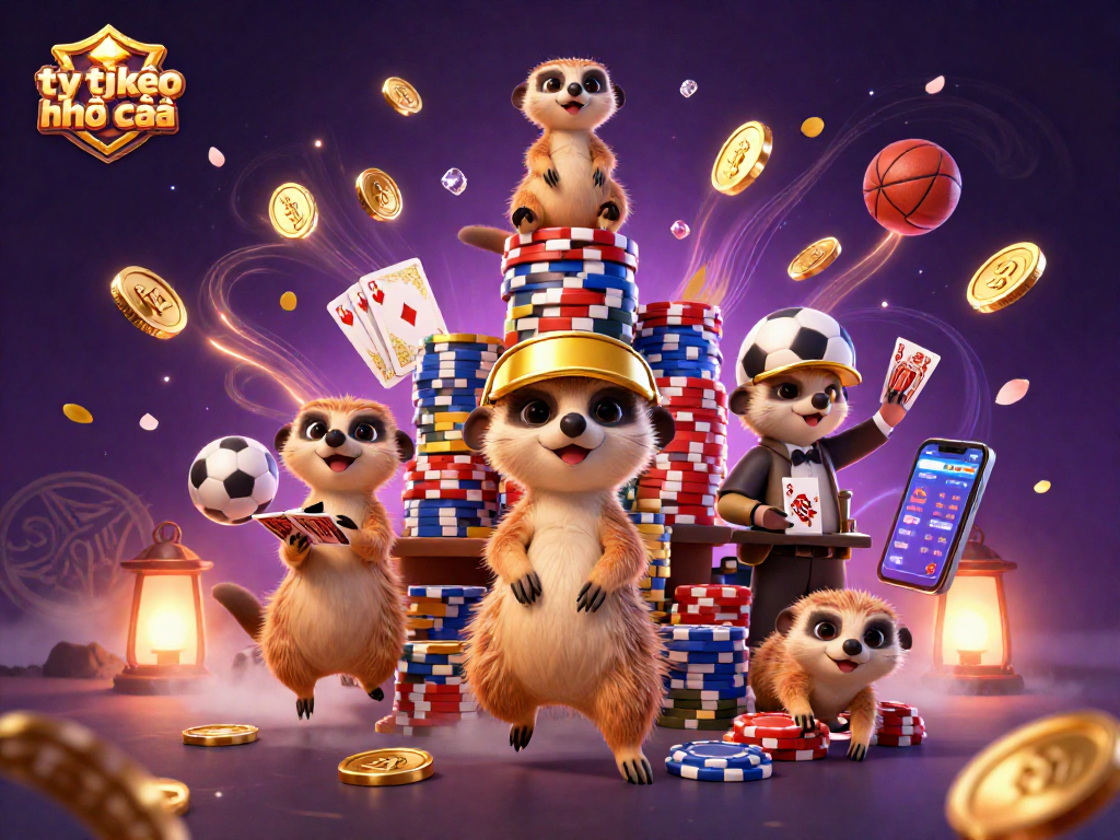 Bet on tỷ lệ kèo nhà cái with meerkats running a thrilling sports betting scene filled with action.