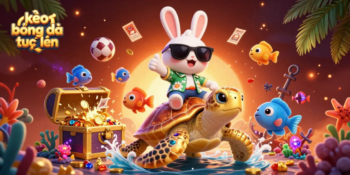 Engaging scene with a lucky rabbit and sea turtle for kèo bóng đá trực tuyến sports betting fun.