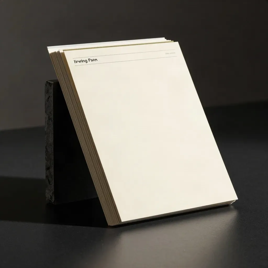 Cream homepage SEO bundle leaning on slate, lit by a dramatic beam in a dark studio.