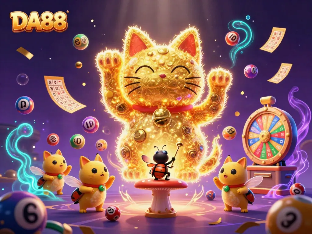 Experience DA88's thrilling casino magic with vibrant illustrations of luck and excitement.