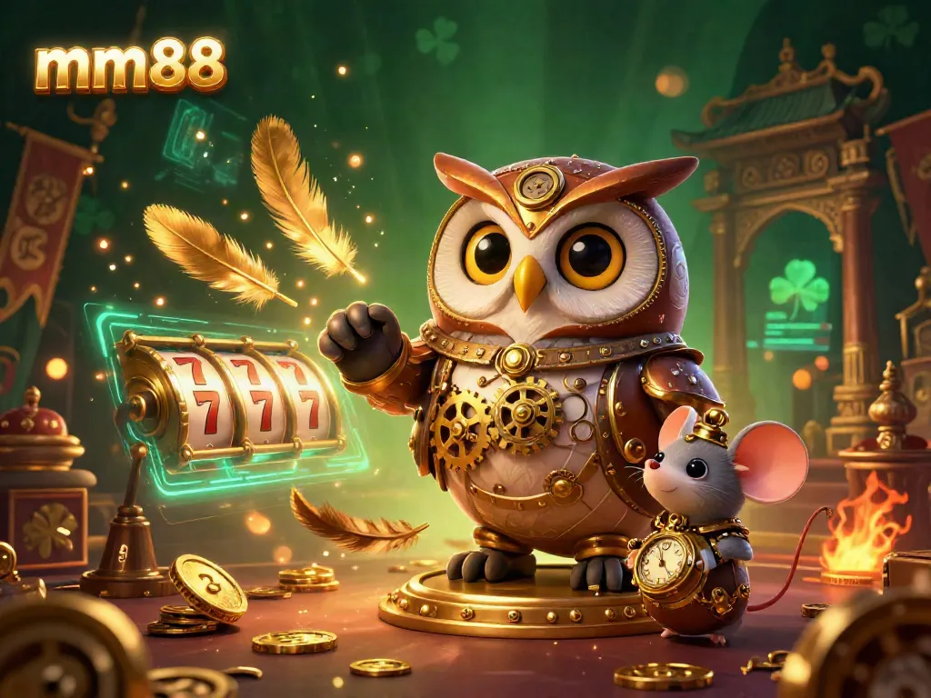 Experience vibrant slots and casino action with mm88 in this dynamic 3D illustration.