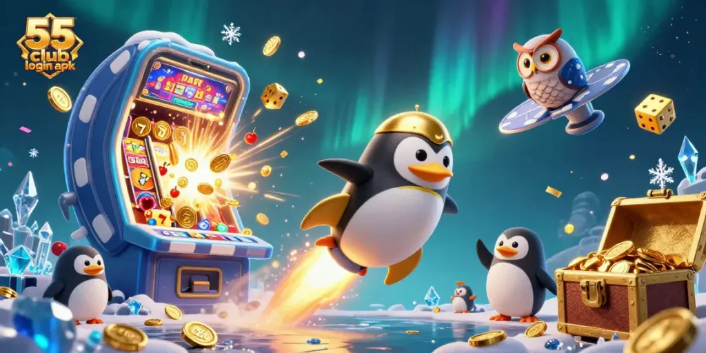 Play exciting games on 55 club login apk with our vibrant casino-themed illustration.