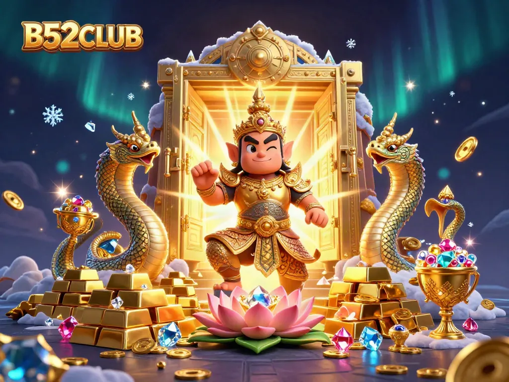 B52CLUB illustrates winning chances with stunning treasures, guardians, and dynamic casino elements