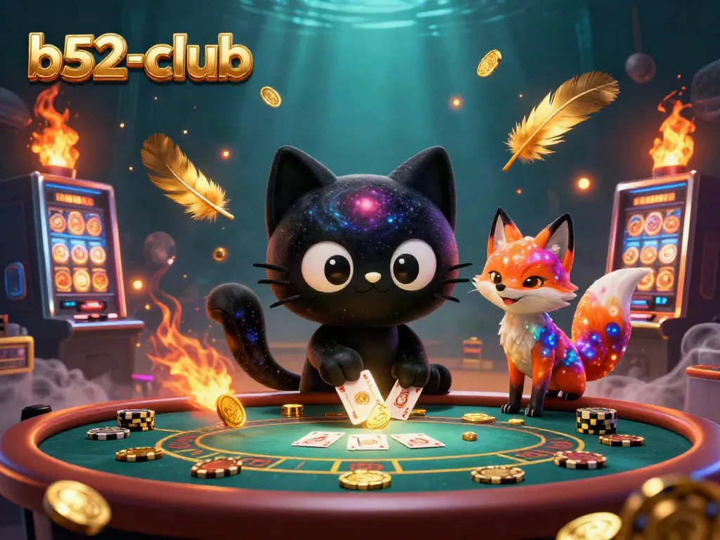 Engage in thrilling gameplay with b52-club's cosmic casino, featuring dynamic characters and vibrant elements.