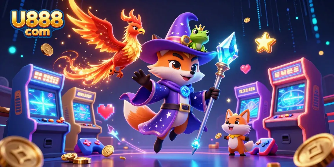 Join the excitement with U888 com for thrilling slots and games in a vibrant casino illustration.
