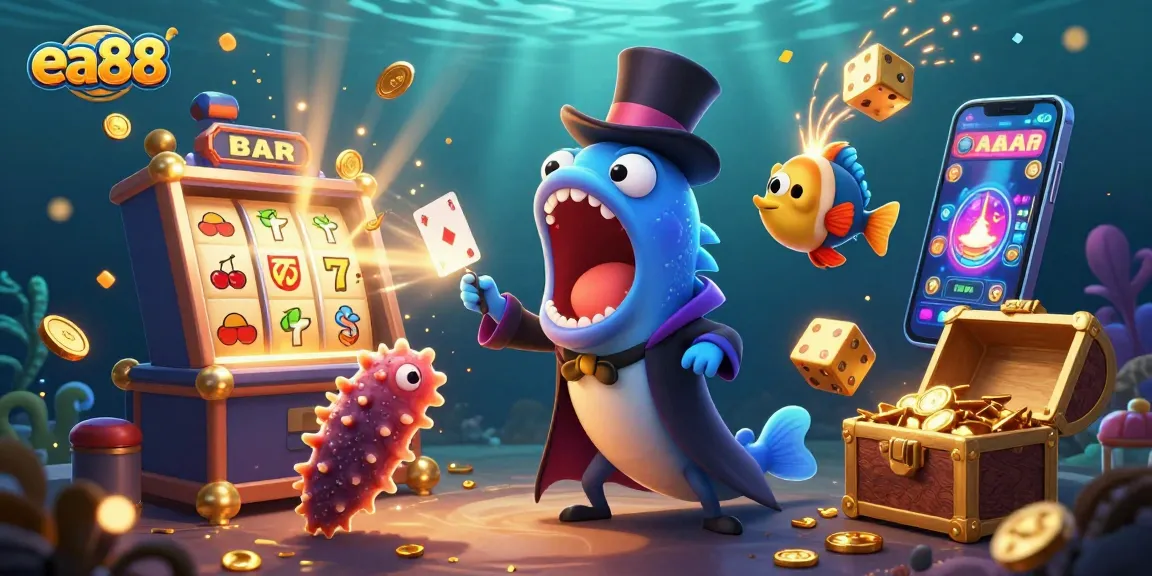 ea88 features a magical scene with animated sea creatures showcasing thrilling casino moments.