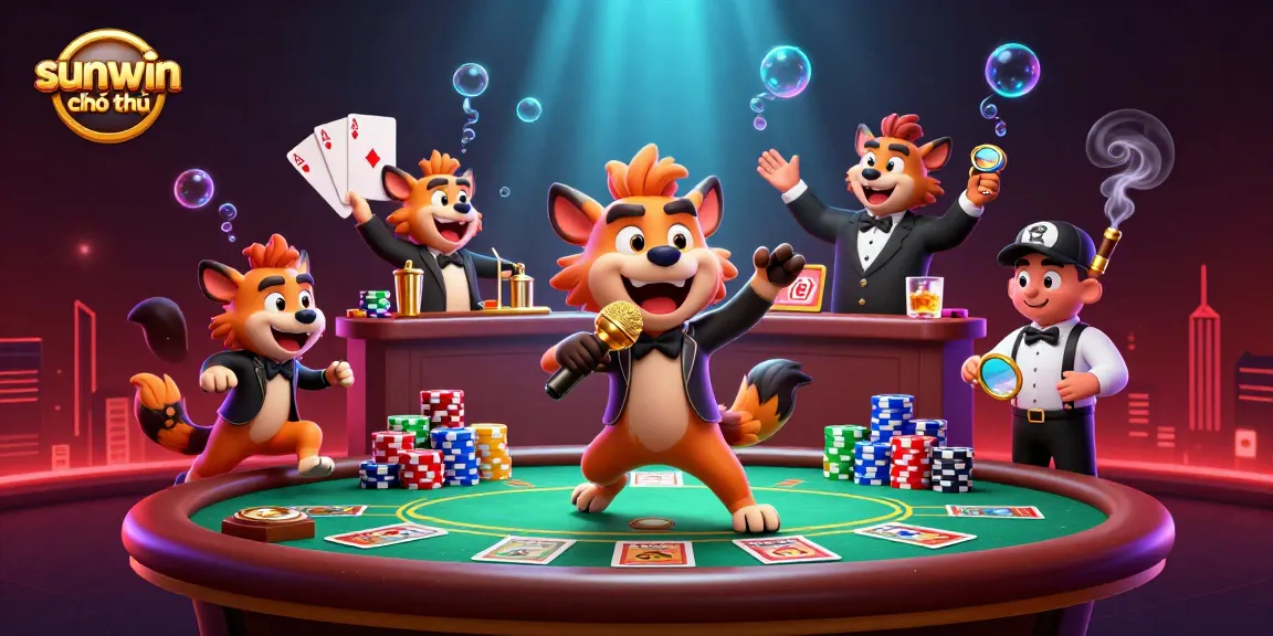 Witness sunwin chính thức in a vibrant casino scene featuring hyenas and dynamic gaming elements.