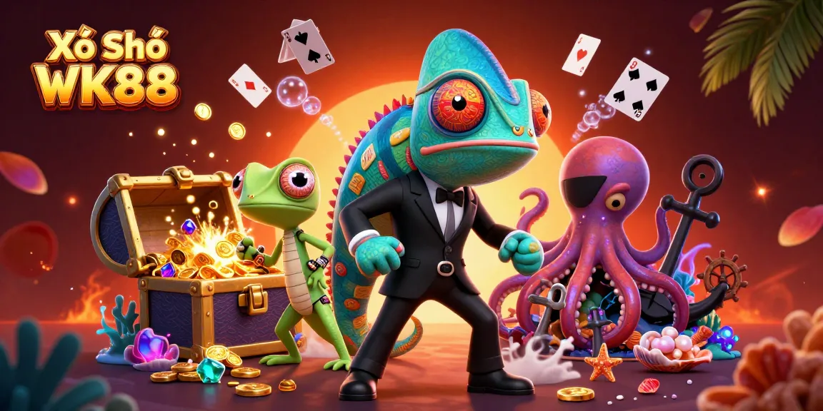 Experience thrilling Xổ Số VK88 lottery excitement with colorful gems and dynamic underwater treasures.