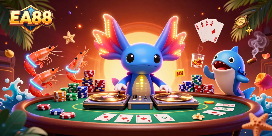 Join EA88 for an exciting underwater casino experience with vibrant characters and gaming action.