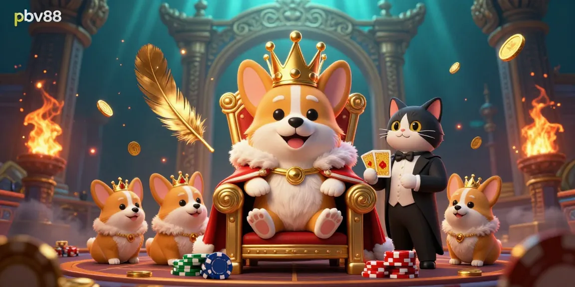 Experience electrifying gameplay with pbv88 in a vibrant, richly detailed casino illustration featuring a corgi lord.