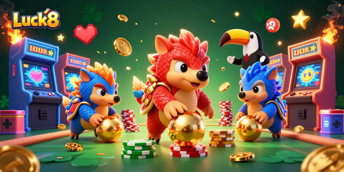 Experience thrilling Luck8 gameplay with dynamic pangolin rivals and vibrant casino elements.