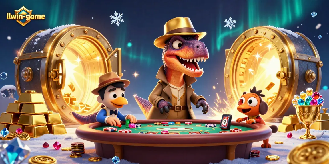 llwin-game showcases a dynamic casino scene with vibrant characters and rich mining treasures.