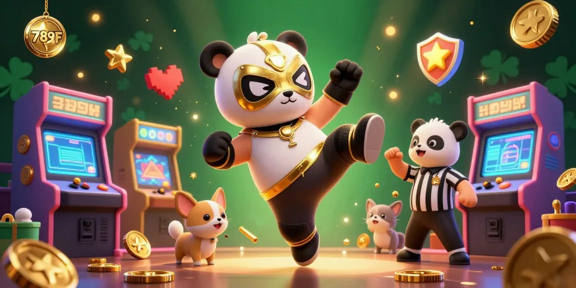 Engage with thrilling 789F adventures as a panda wrestler kicks off the action in the casino!