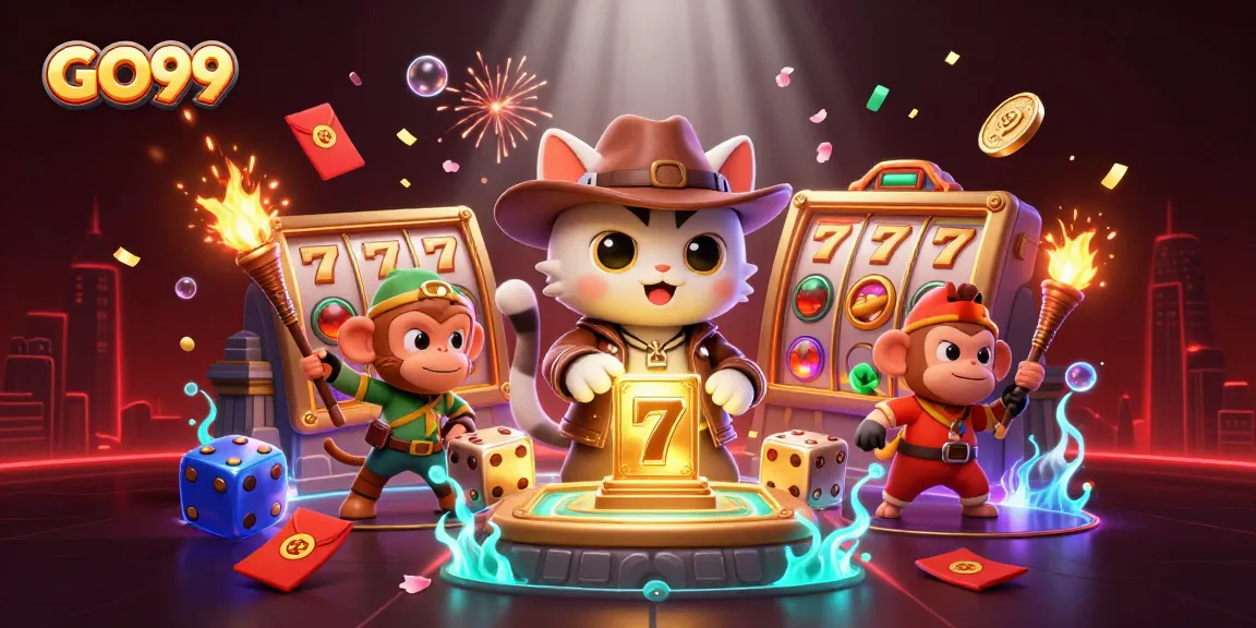 Experience excitement and winning chances with GO99's dynamic casino gameplay in a vibrant 3D scene.