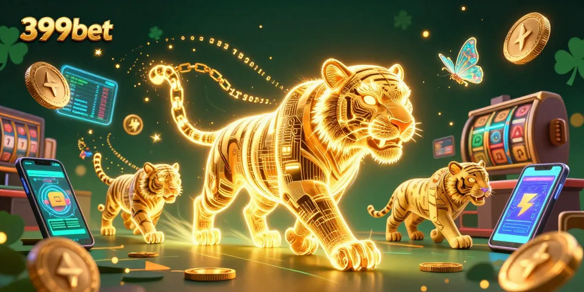 Experience thrilling gaming at 399bet, featuring a vibrant digital casino with glowing slot games and cryptocurrencies.