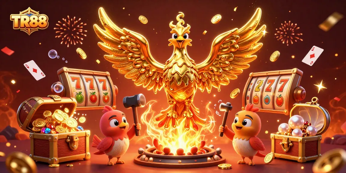 Experience the excitement of TR88's phoenix rising with slot games and gold treasures.