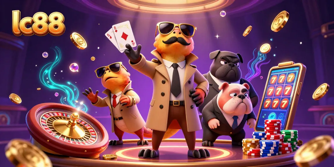 Experience thrilling gaming at lc88 with raptors disguised at a VIP casino gate amid golden coins.