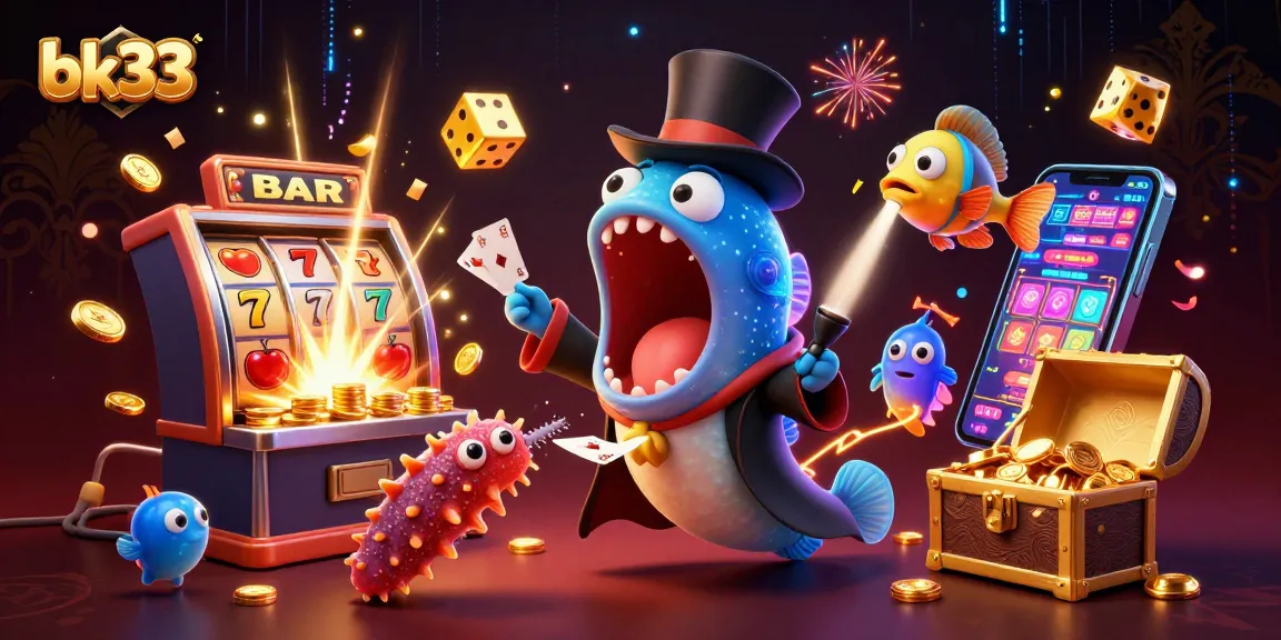 Join the exciting bk33 gaming experience with vibrant casino elements and magical characters.